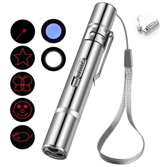 Cat Toys Laser Toy Infrared 5 Patterns 5 Hours of Use Lighting UV Searching for Cat Urine